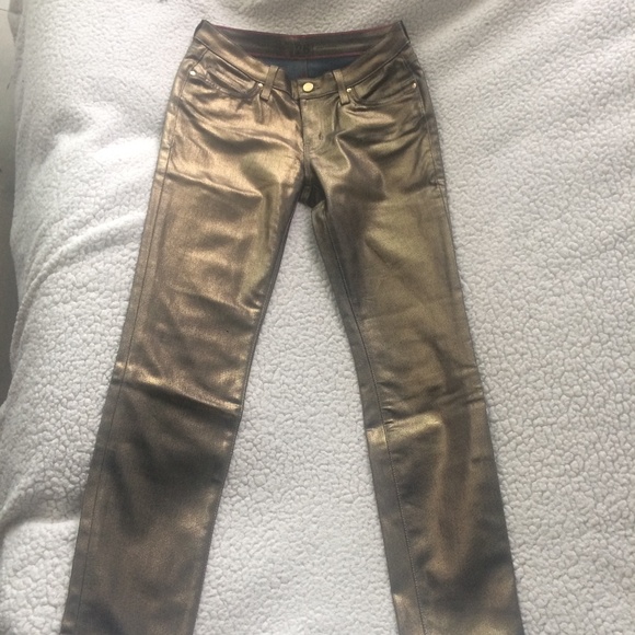 Kate Spade Broome Street Gold Metallic Denim Jeans - Picture 3 of 11
